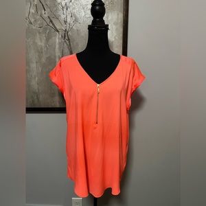 Express half-zip neon blouse 🧡